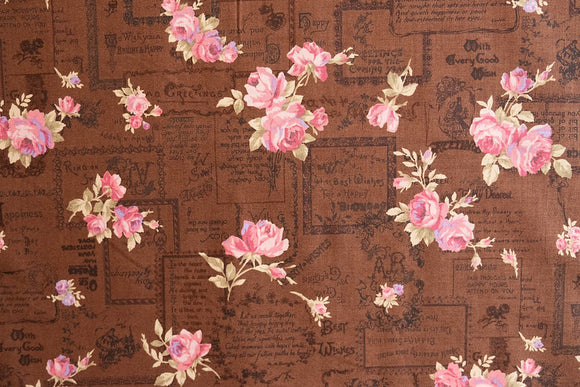 Quilting Fabric LECIEN Antique Rose lcn 31766-80 Brown, Medium Rose