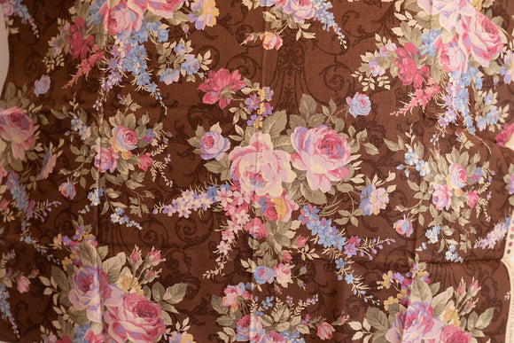 Quilting Fabric LECIEN Antique Rose lcn 31765-80 Brown, Large Rose