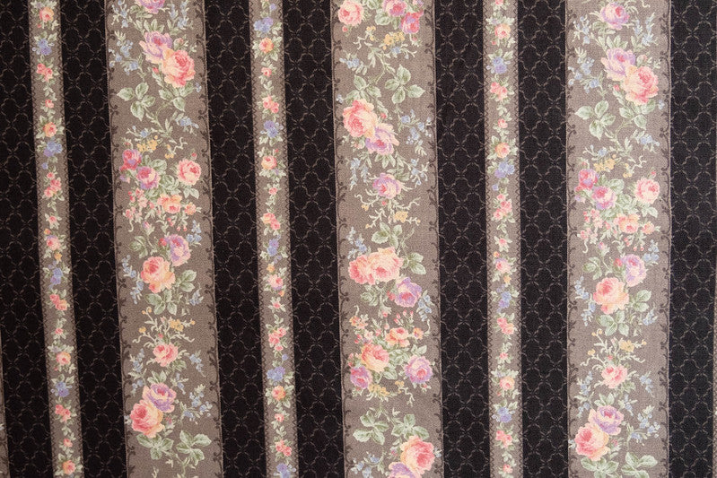 Quilting Fabric LECIEN Antique Rose lcn 31767-100 Burgundy , Small Rose Stripe