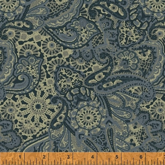 Quilting Fabric Paisley from Windham Fabrics from Reed's Legacy Collection c.1895 by Jeanne Horton. 51185-4 Moonlight. Reproduction Series