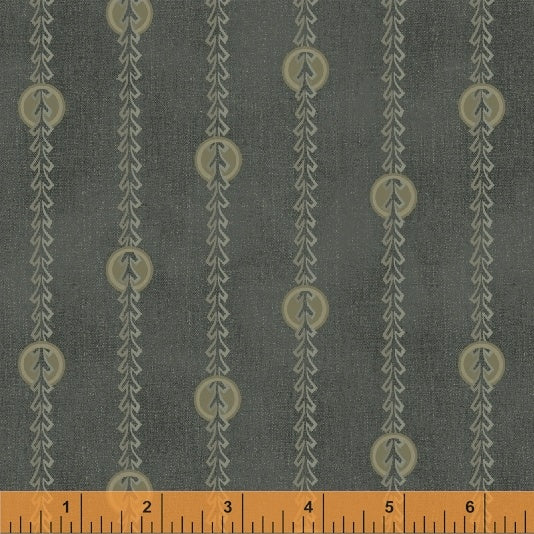 Quilting Fabric Circle Stripe Charcoal from Windham Fabrics from Reed's Legacy Collection c.1895 by Jeanne Horton. 51188-6.  Reproduction Series.