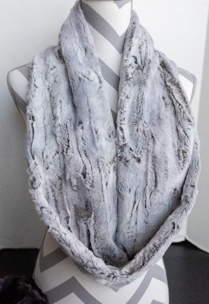 Cuddle Infinity Scarf / Cowl from Luxe Cuddle Forest Fox, Silver from Shannon Fabrics