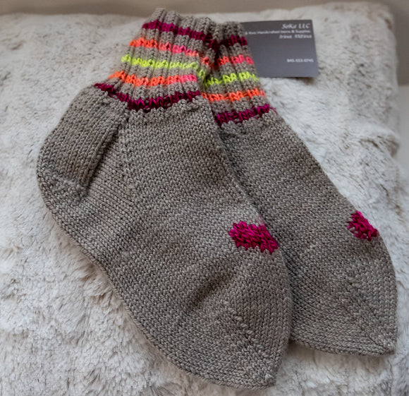 Socks--Hand Knit From 100% Merino Wool Yarn