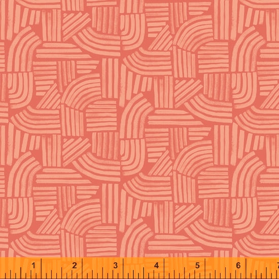 Wildflower Collection, Linea, Coral Cotton Fabric by Kelly Ventura for Windham, 52254-7