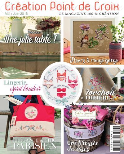 Cross stitch Magazine from France Creation Point de Croix, May/June 2016, Issue 57