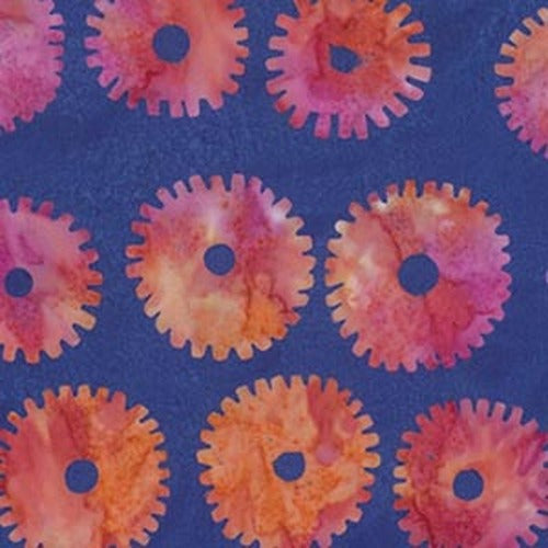Fabric  Saw Circles - Royal,  BKKF001.0ROYA, Artisan Collection from Kaffee Fassett for Free Spirit.