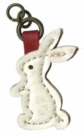 Zipper Charm Leather Like Bunny White # CF9A-0
