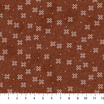 Fabric CROSSES RUST from Harmony Collection, by Ghazal Razavi for FIGO Fabrics CL90448-45