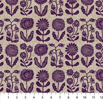 Fabric Stems Purple from In The Dawn Collection, by Elise Young for FIGO Fabrics CL90559-80