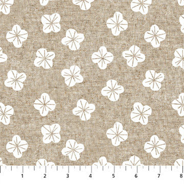Fabric Tossed Buds White from In The Dawn Collection, by Elise Young for FIGO Fabrics CL90560-10,