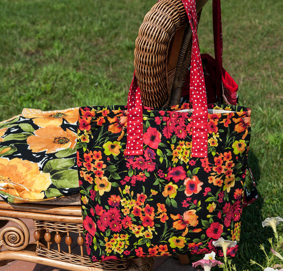 Quilted Handbag Joyful Garden At Night