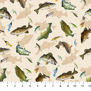 Fabric Tossed Fish DP24462-11  from Hooked Collection by Al Agnew for Northcott Fabrics