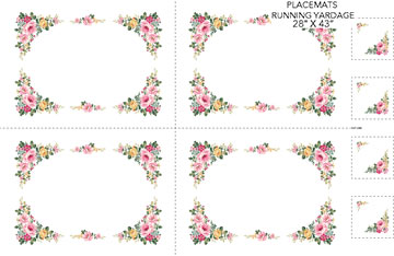 Fabric Rose Placemats Panel multi DP24903-10 from the Tea for Two Collection by Northcott Studio