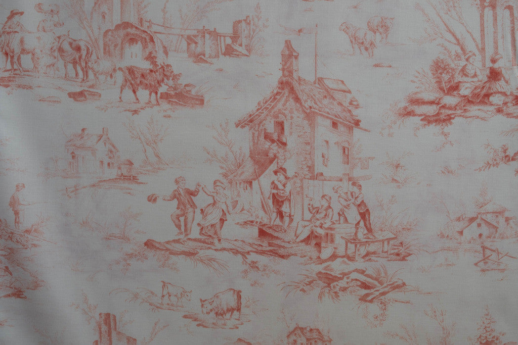 Fabric Toile Red from Village Garden Collection by Kaye England from Wilmington prints, 1803 98589