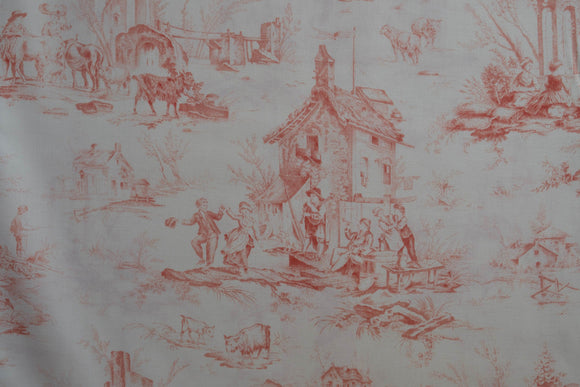 Fabric Toile Red from Village Garden Collection by Kaye England from Wilmington prints, 1803 98589