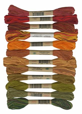 Valdani Embroidery Floss 6 Strand Sampler 12 Assorted Colors Fabulous Autumn # FA6STSMPLR