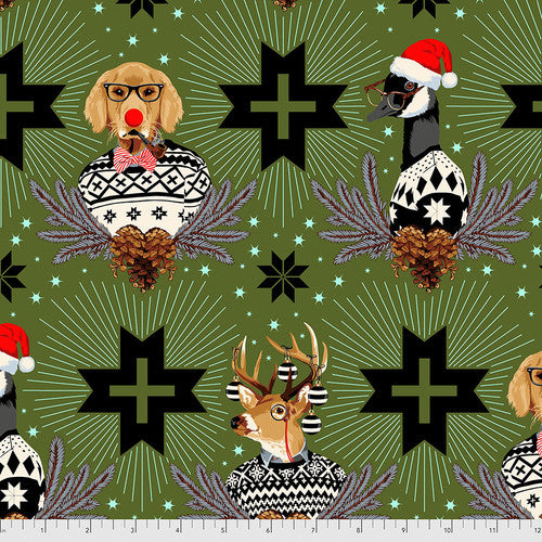 Holiday Homies Flannel, BUCK BUCK GOOSE- Pine Fresh, FNTP001 PINEFRESH, from Tula Pink for Free Spirit