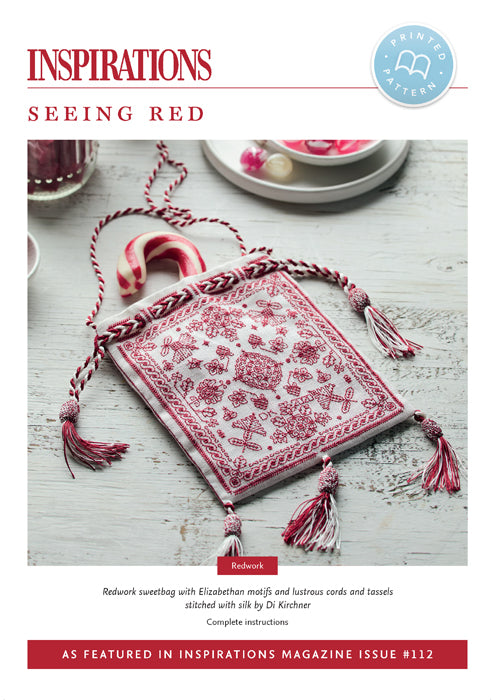 Pattern SEEING RED by Di Kirchner for Inspiration Studios, Featuring Redwork Embroidery