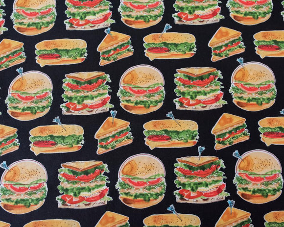 Quilting Fabric, Robert Kaufman Let's Do Lunch AMZ-15105-2 BLACK