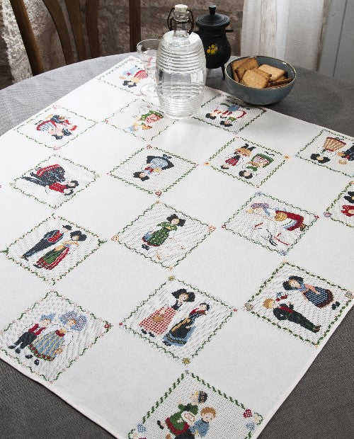 Table Cloth for Cross Stitch Projects from CREATION POINT DE CROIX magazine, 18 squares of 14 count Aida