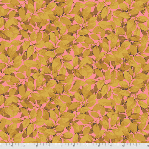 Fabric Leaves, Gold from TREES Collection for Free Spirit, PWMN016.GOLD