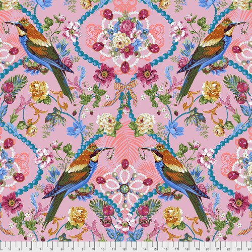 Fabric The Queen's Jewels, by Odile Bailloeul from Jardin de la Reine Collection for Free Spirit PWOB034.ROSE