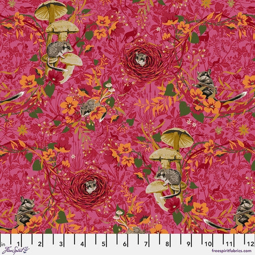 Fabric Masked Bandits - Rose by Odile Bailloeul from Land Art 2 Collection for Free Spirit, PWOB061.ROSE