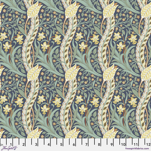 Fabric Mini Daffodil - Marine, from Thameside Collection by Original Morris & Co for Free Spirit,  PWWM074.MARINE