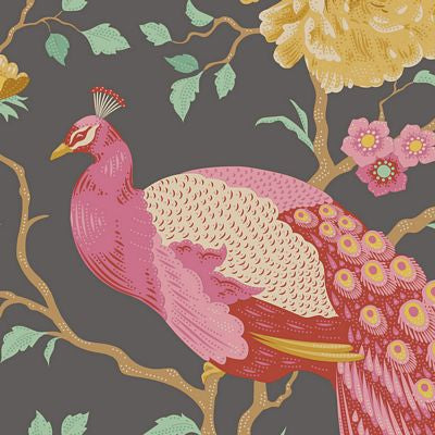 Fabric from Chic Escape Collection, PEACOCK TREE Grey TIL100455 from Tilda