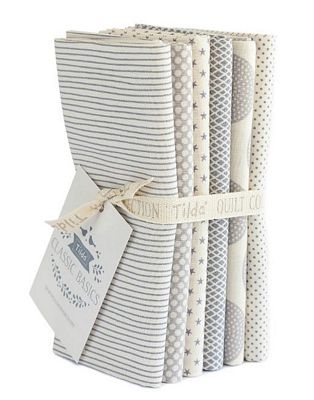 Fabric, 6 Fat 1/4s bundle (each 20x22") from Tilda, Basics Classics 300036 Grey