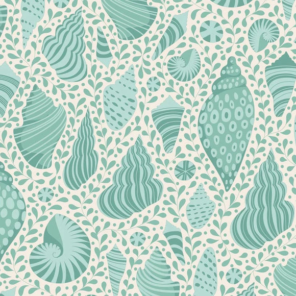 Fabric Beach Shells Teal TIL110028 from Tilda, Cotton Beach Collection, Blenders